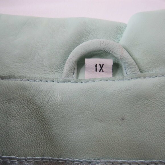Pamela McCoy NWOT Women's Mint Green Leather Jacket, Size 1X - Picture 9 of 9